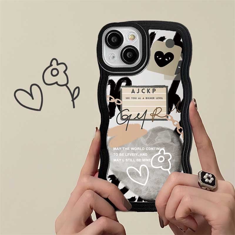 Redmi Note11 Pro 11S Note 12 10C 10A 9C 9A 10 9T 9 A1 Note10 5G 10s Note9 Note8 Poco X3 NFC M3 Wavy Edge Case Lukisan Minyak Doodle Love Hati Floral TPU Soft Phone Cover RIXUAN