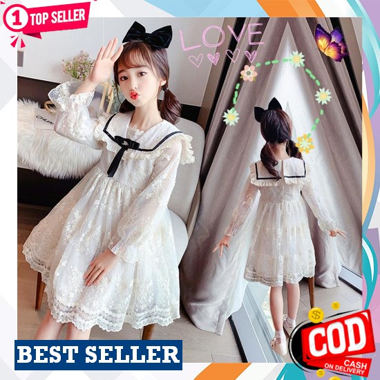 Dress Premium Anak Remaja Ala Korea Bahan Bagus / Dress Impor Cantik Ala Anak Sekolah Jepang Motif K