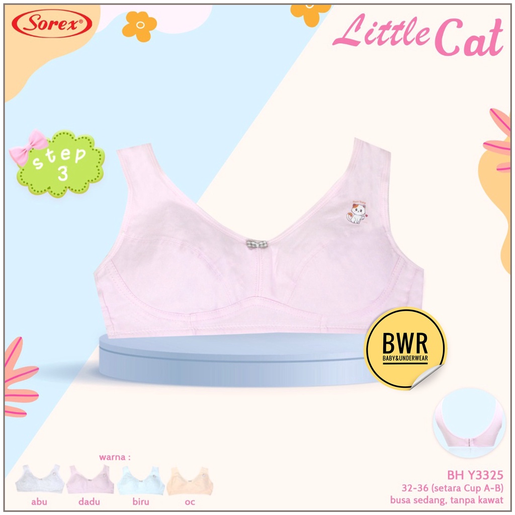 Bra Sorex Y3325 Young / Remaja Sorex Bra 3325 Step 3 Tanpa Busa Kawat Kait 3 PILIH WARNA | Bwr