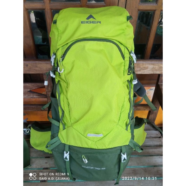 Ei.ger Equator Trek 65 L Lime (second) + Rain Cover Baru