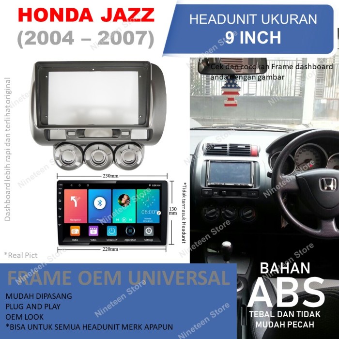 Frame Panel Honda Jazz GD3 Untuk Head unit Android 9 Inch