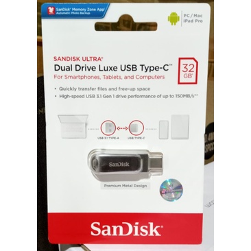 FLASHDISK SANDISK DUAL DRIVE LUXE TYPE C 32 GB