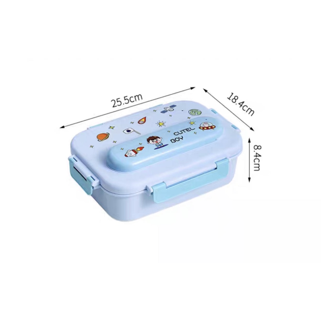 Kotak Makan Anak Set 3 Sekat Stainless Steel / Kids Lunch Box Set Free Stiker