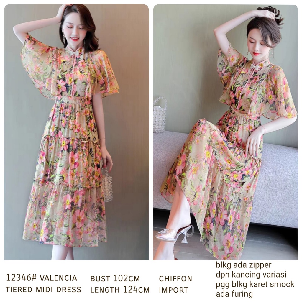 12346# CNY Valencia Tiered Midi Dress