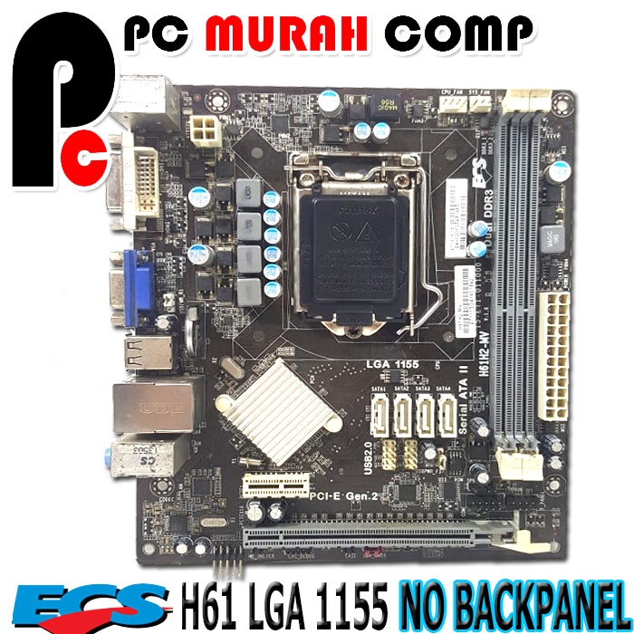 PROMO MAINBOARD LGA 1155 H61 ECS TANPA BACKPANEL