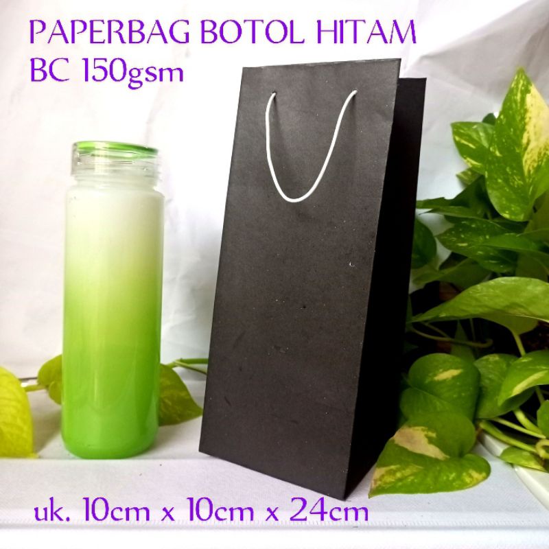 

PAPERBAG BOTOL POLOS HITAM | 10cm x 10cm x 24cm