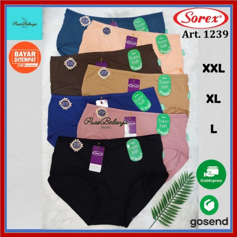 Celana Dalam Sorex 1239 CD Super Soft XXL XL L Celana Dalam Wanita Basic Sorex Katun Elastis ECER