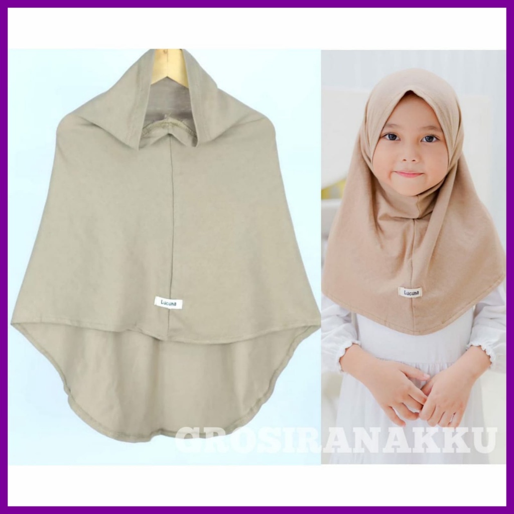 Hijab Anak Instan Zahra Junior Lucuna Warna Coklat Size 2-10 Tahun