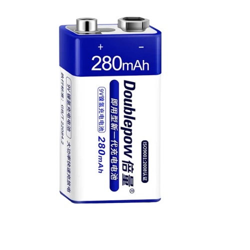 Baterai Kotak 9v 2pcs 280 mAh Bisa dicharge Batu Batre 9 Volt Doublepow Battery Rechargeable