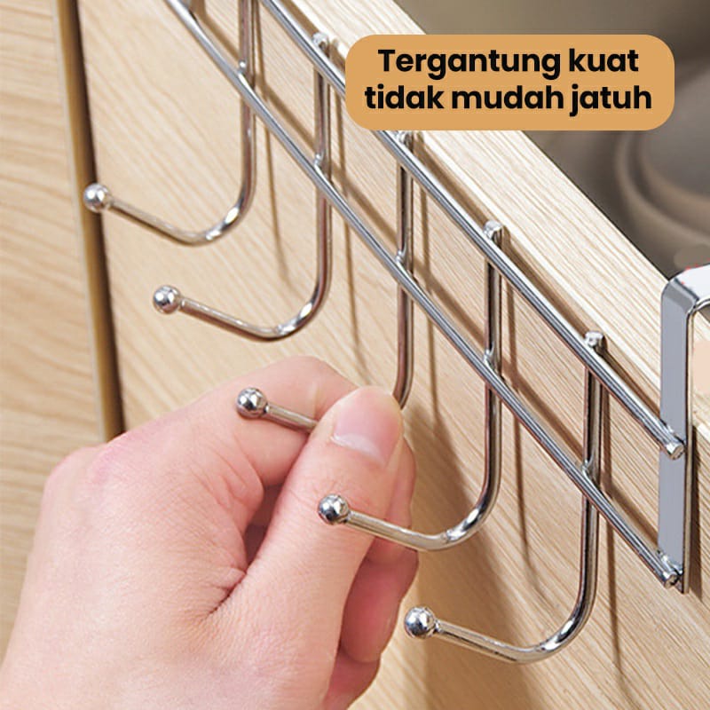 GANTUNGAN PINTU LEMARI 5 KAIT / HANGER LEMARI DAPUR SERBAGUNA / GANTUNGAN HOOK LEMARI