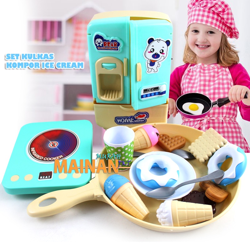 MAINANKEI MAINAN ANAK MURAH DELICIOUS FOOD LEMARI KULKAS ICE CREAM YK34 PANCI MASAKAN INFRARED COOKER