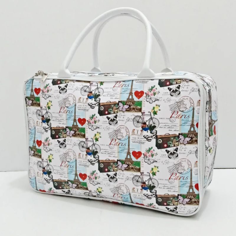TRAVEL BAG PREMIUM TAS JINJING WANITA PARIS WHITE