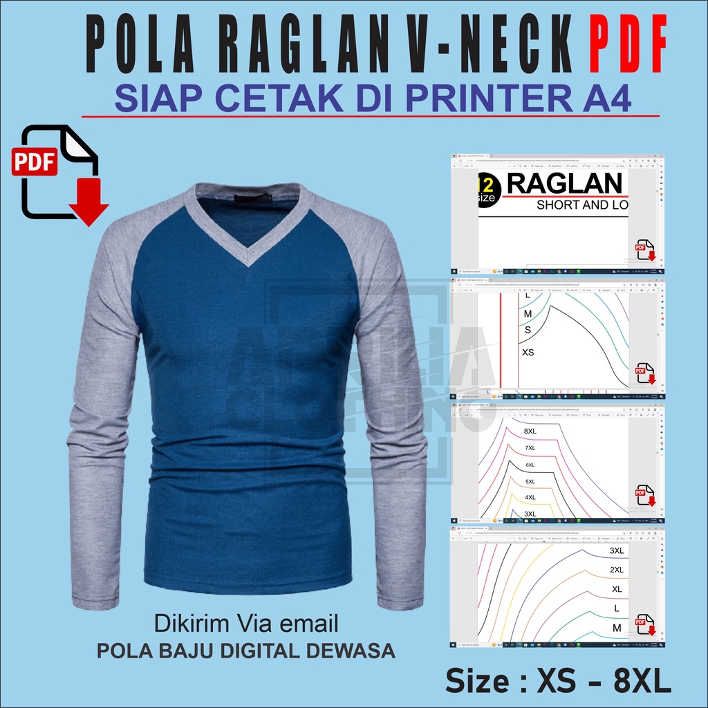 POLA KAOS RAGLAN V-NECK PATRUN KAOS RAGLAN PDF
