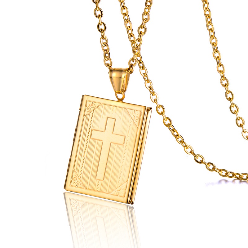Kalung Salib Pria Dan Wanita Titanium New Model Premium Liontin kotak salib