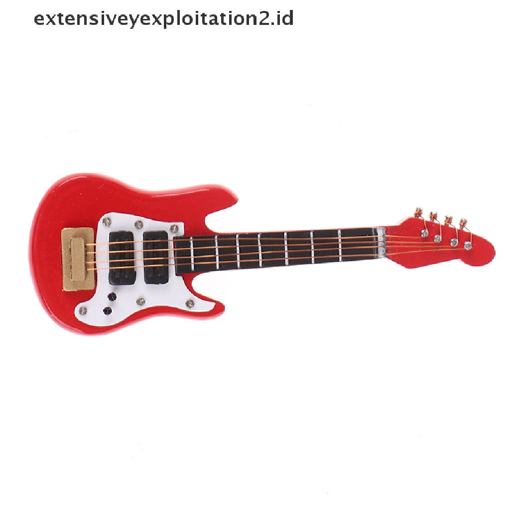 Mainan Miniatur Gitar Elektrik Skala 1: 12 Untuk Dekorasi Rumah Boneka