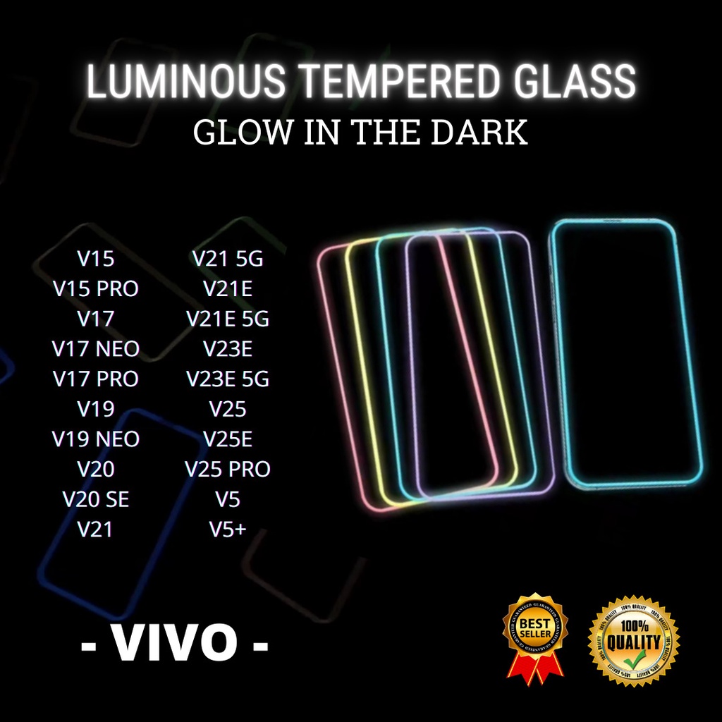 TG LUMINOUS GLOW IN THE DARK VIVO V15-V15 PRO-V17-V17 NEO-V17 PRO-V19-V19 NEO-V20-V20 SE-V21-V21 5G-V21E-V21E 5G-V23E-V23E 5G-V25-V25E-V25 PRO-V5-V5+