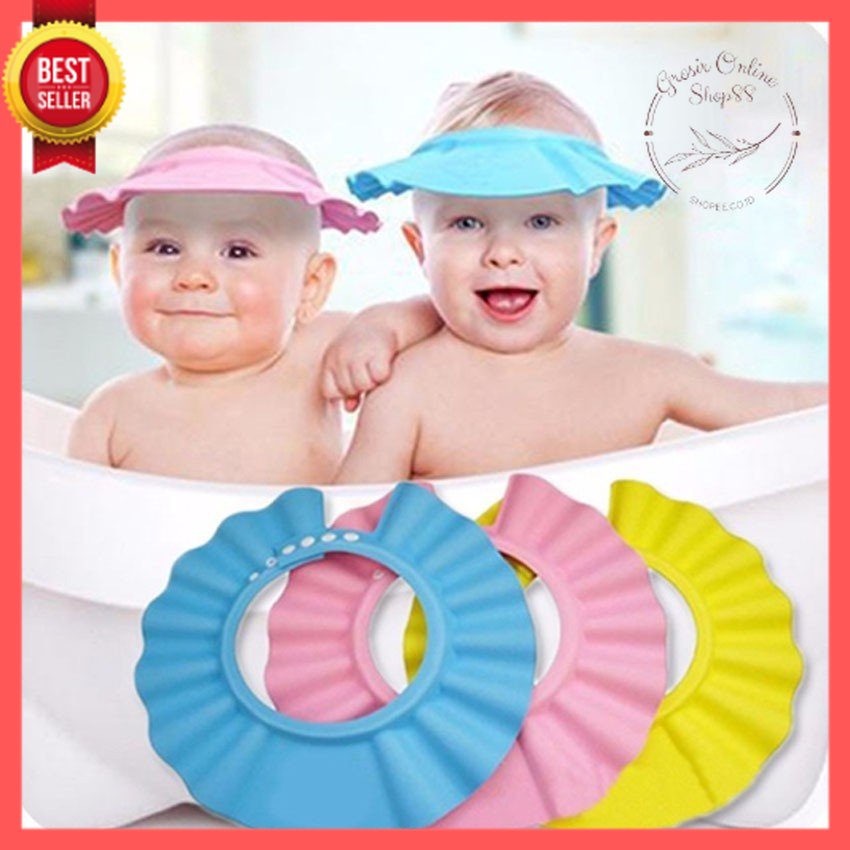 GOS - C213 - Penutup Kepala Bayi Shower Cap /  Topi Keramas Mandi Bayi Anak Pelindung Mata