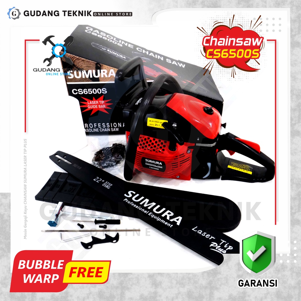 Mesin Gergaji Kayu Chain Saw SUMURA 22 inch CS6500S Laser Tip / Chainsaw Potong Pemotong Kayu CS 6500 SUMURA