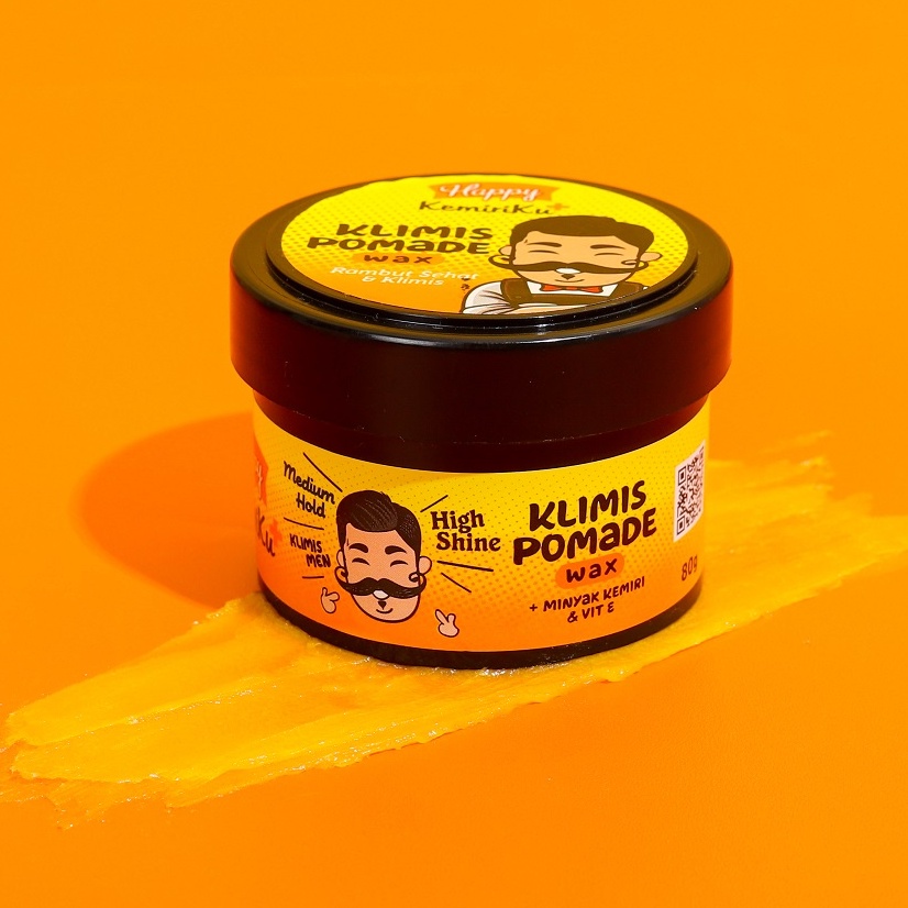 Happy Pomade Klimis (Wax Based) 80gr | Pomade Dengan Kandungan minyak kemiri dan Vitamin E | Membant