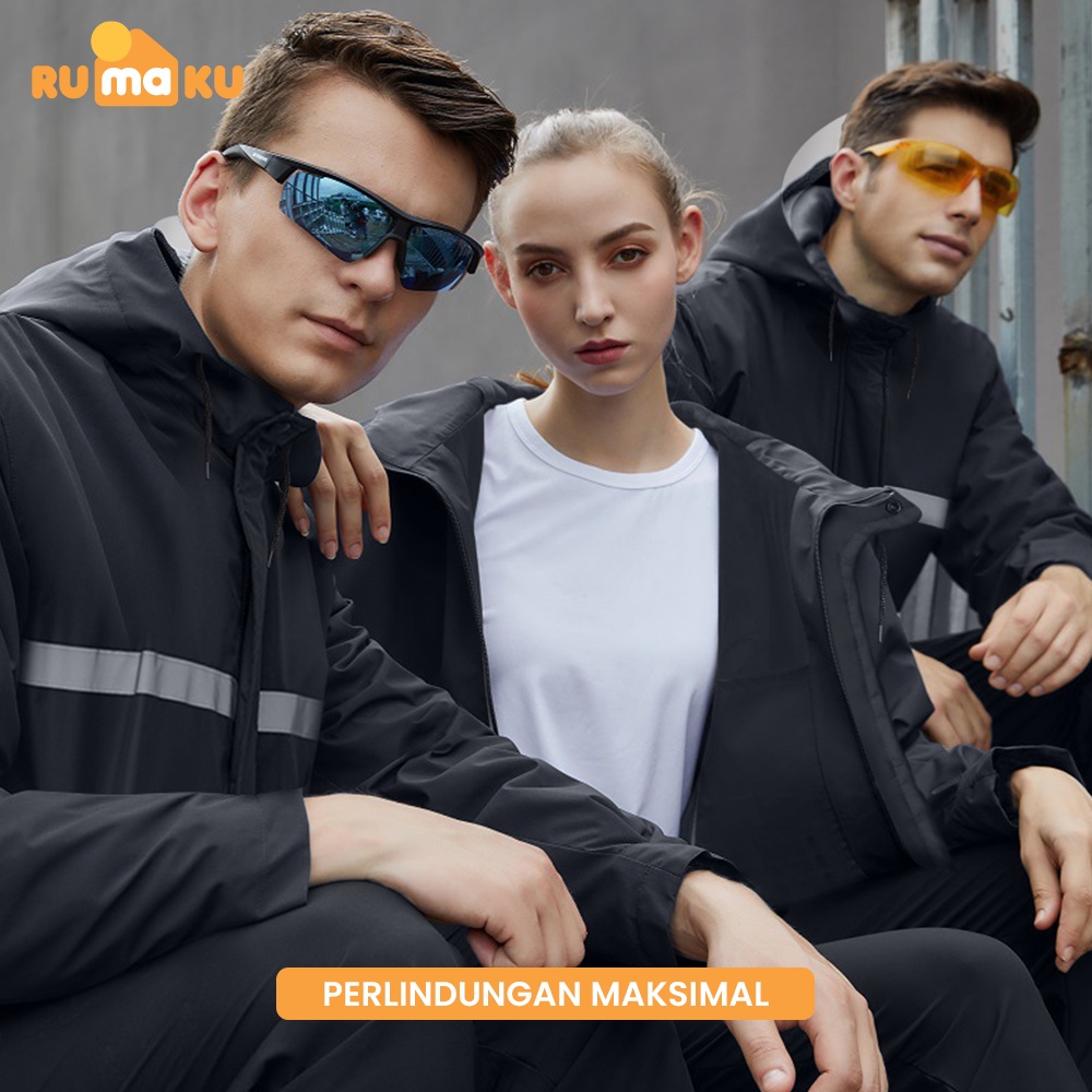 Rumaku Jas Hujan Setelan Premium All Size Pria Wanita Tebal Anti Angin Oxford Cloth
