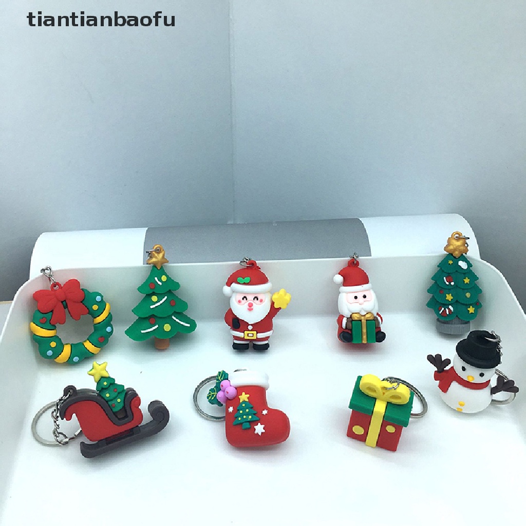 Gantungan Kunci Desain Kartun Rusa Santa Claus Snowman Untuk Hadiah Natal