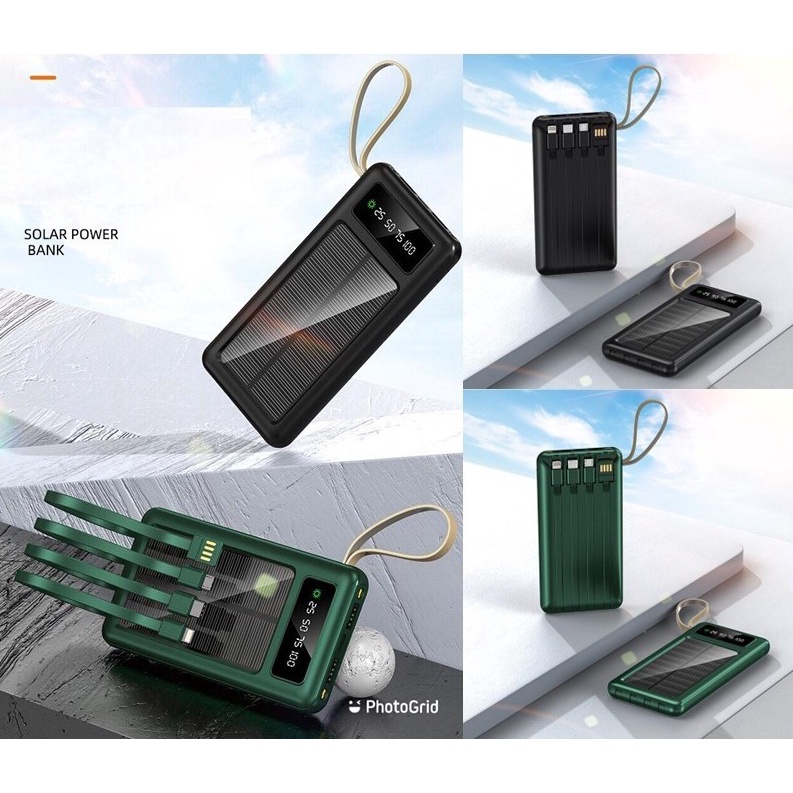 Powerbank Solar 5in1 10000MAH Powerbank Portable Tenaga Surya LED Power Bank 5 IN 1 + LED