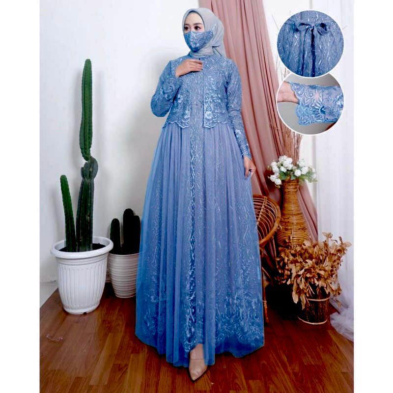 Gamis Elvira Mewah Elegant / Dress Kondangan Brukat / Gamis Maxi Brokat / Baju Kondangan / Gamis Pesta / Gamis Jumbo / Brukat Mewah Premium