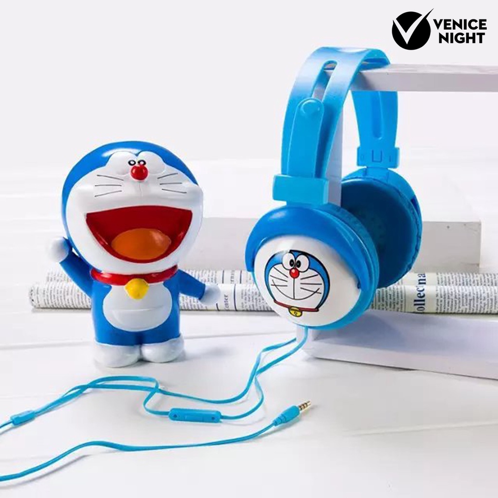 (VNEP) (Berkabel) Headphone Kejernihan Tinggi Mega Bass Stereo Headset Desain Kucing yang Menggemaskan untuk Anak-Anak