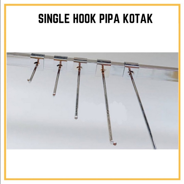 HOOK CANTOLAN SINGLE PIPA KOTAK CHROME (10-20cm) isi 10