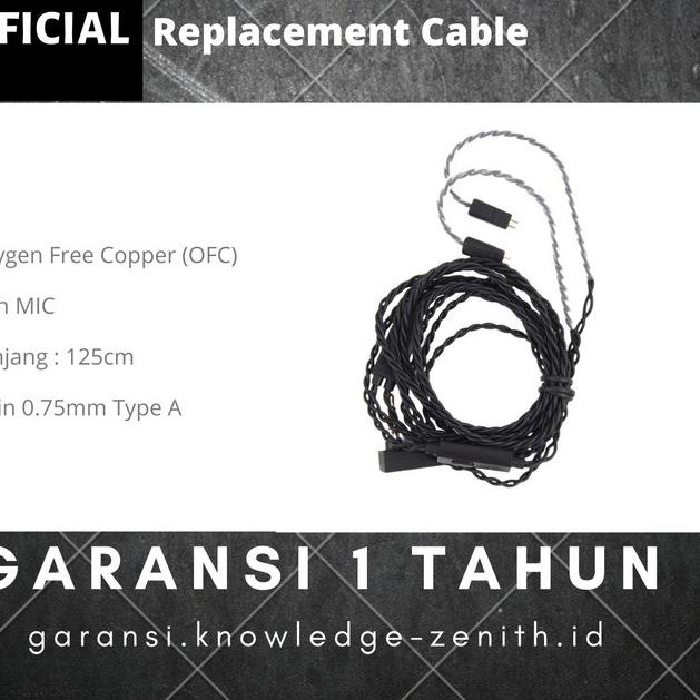 KZ Black Braided Copper Cable 2 pin 0.75mm Type A - Mic