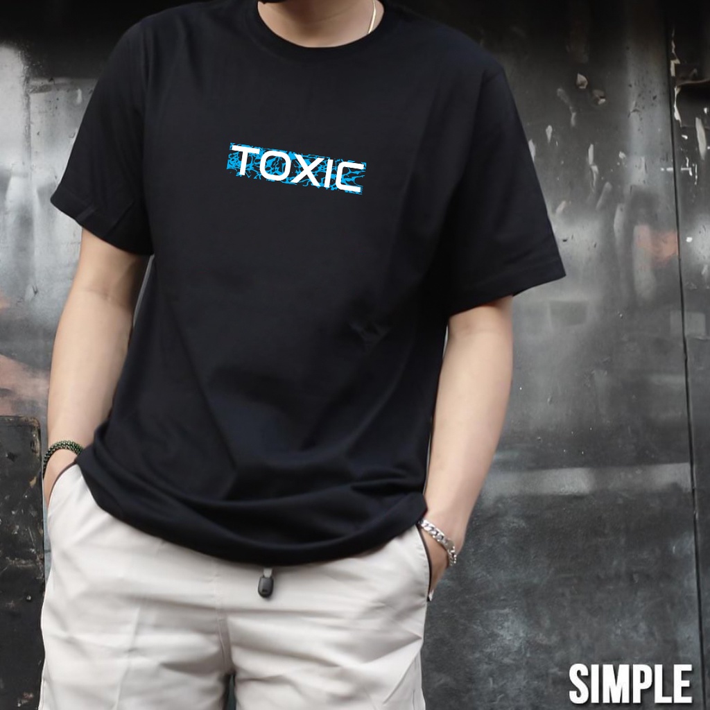Kaos Pria Distro Keren - Baju Kaos Pria  Dewasa Cowok Laki Laki Toxic Hitam