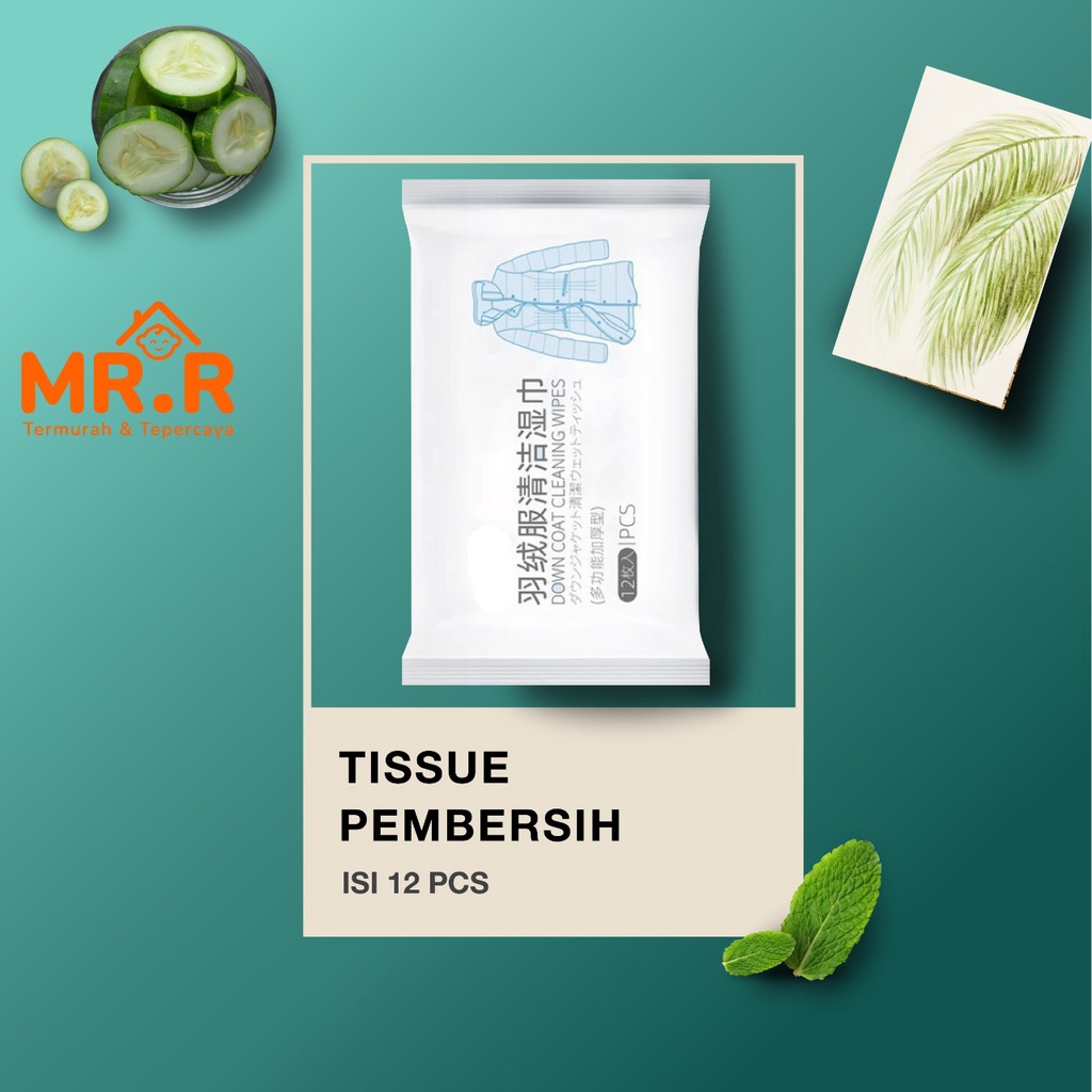 Kertas Tisu Basah Penghilang Noda Tissue Pembersih Kotoran Baju Celana Cleaning Wipes Free Water Isi 12 Pcs