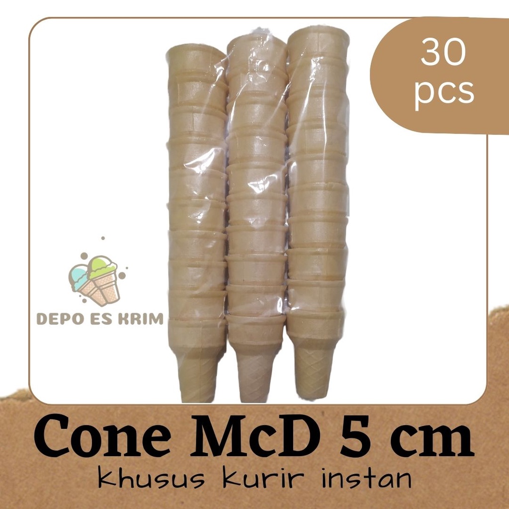 Cone McD 5 cm 30 pcs Kurir Instan (Opak Es Krim Krupuk Corong Contong Cuncum Ice Cream)