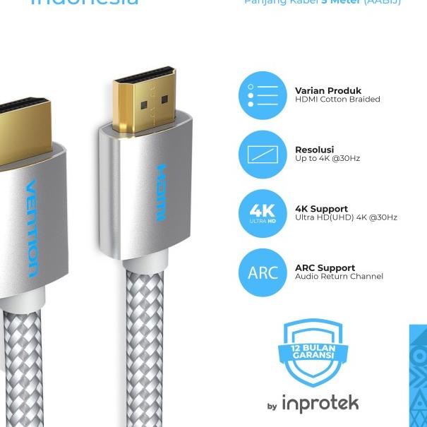 Vention AAB 5M - Vention Kabel High Speed Cotton Braided HDMI v2.0 4K