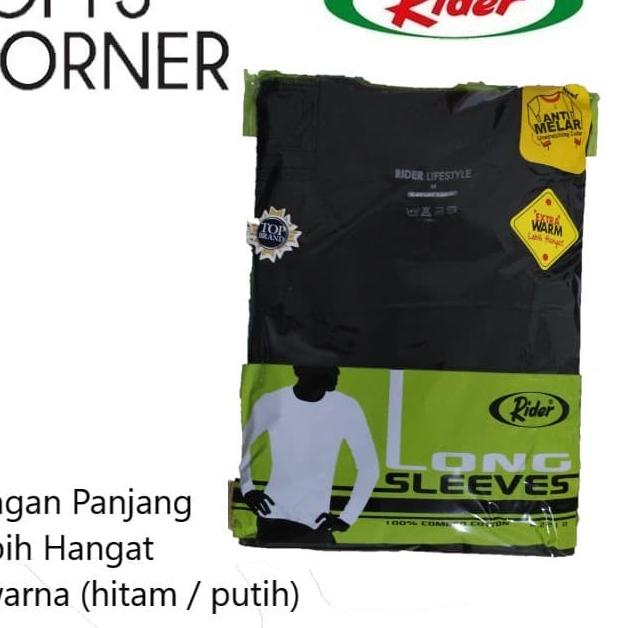 KAOS OBLONG LENGAN PANJANG RIDER | PAKAIAN DALAM MUSIM DINGIN | R221B - Hitam, M