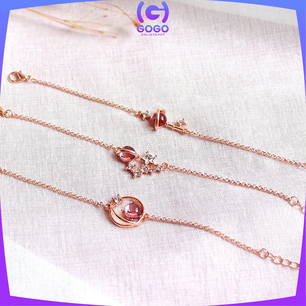 GOGO-K84 Kalung Titanium Wanita Korean Style Motif Planet Kalung Rantai Wanita Gelang Bintang Kunci Necklace Crystal