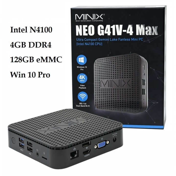 MINIX NEO G41V-4 MAX Mini PC - Intel N4100 DDR 4 RAM 4GB ROM 128GB Win 10
