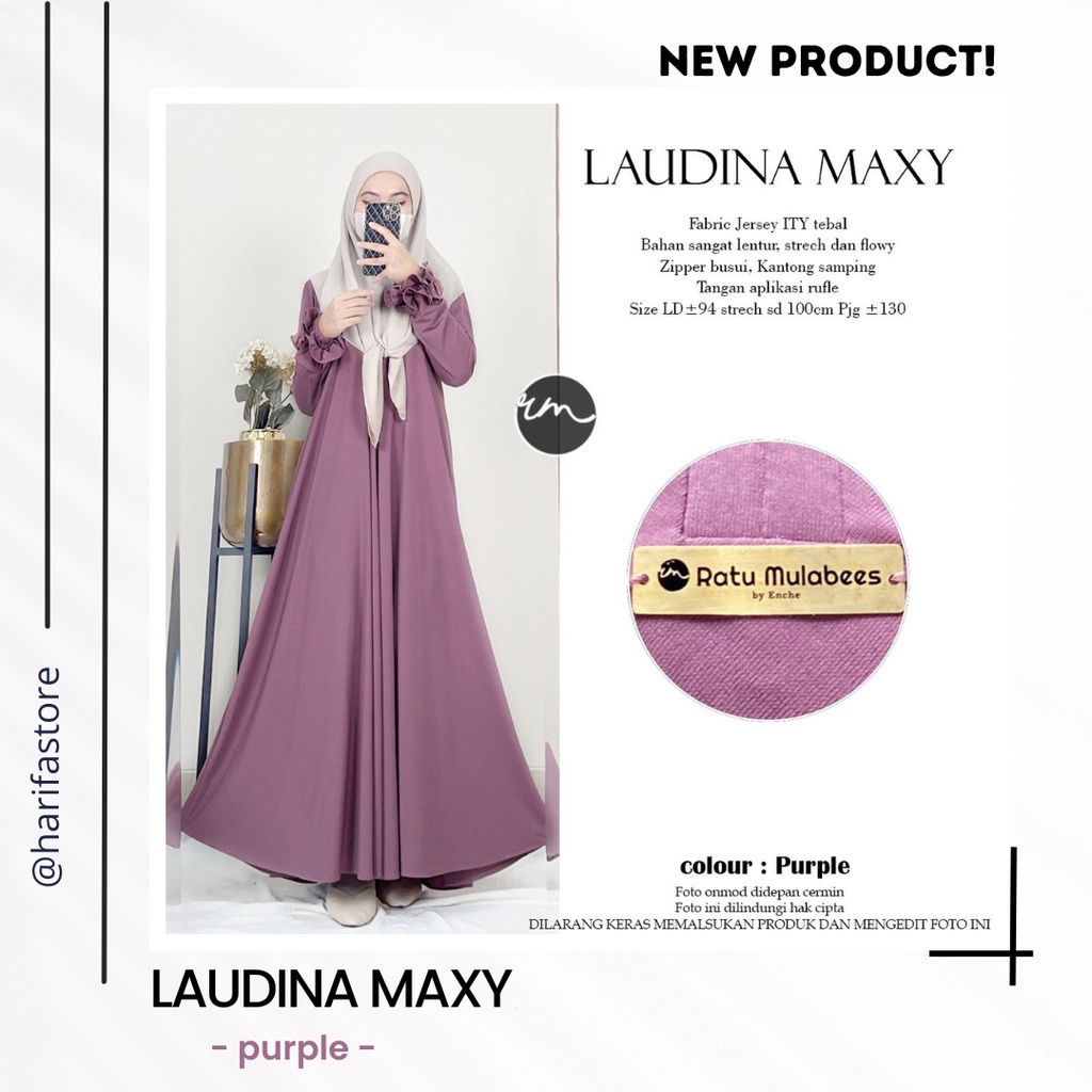 Ratu Mulabess - Laudina Maxy Gamis Terbaru Bahan Jersey - Gamis Polos Harifa Store