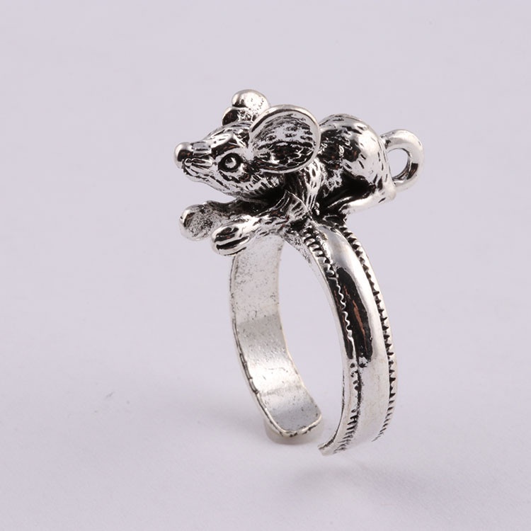 Cincin Model Terbuka Dapat Disesuaikan Desain Tikus Kecil Gaya retro Eropa Amerika Untuk Pria Dan Wanita