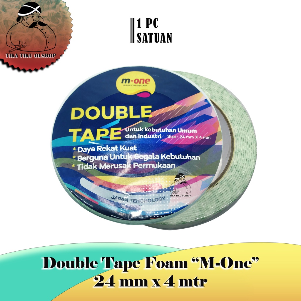 

Double Tape/ isolasi bolak balik merk "M-one" Size: 24mm x 4 mtr