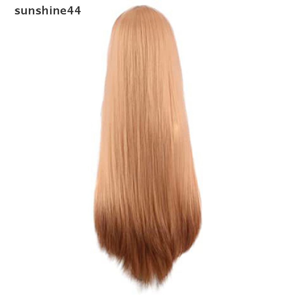 Sunshine Wig / Rambut Palsu Panjang + Poni Warna Oranye Untuk Cosplay Anime