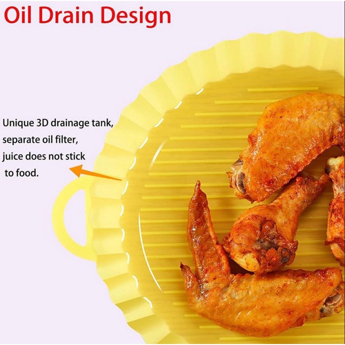 Air Fryer Silicone Pot Model Bulat Round Oven Food Grade Tahan Panas Alat Dapur dan Masak