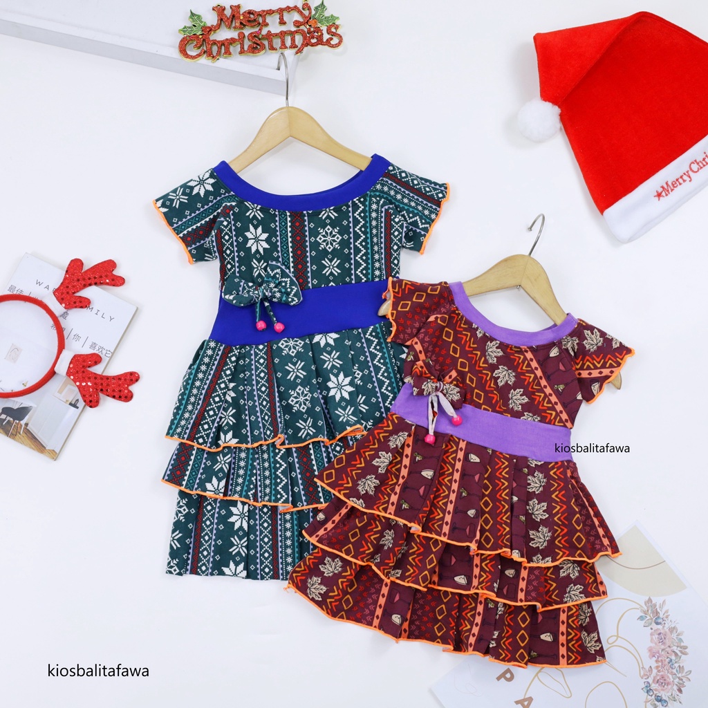 Dress Anneth Natal uk 1-2 tahun - Dres Anak Perempuan Harian Baju Gaun Pesta Kids Adem Murah