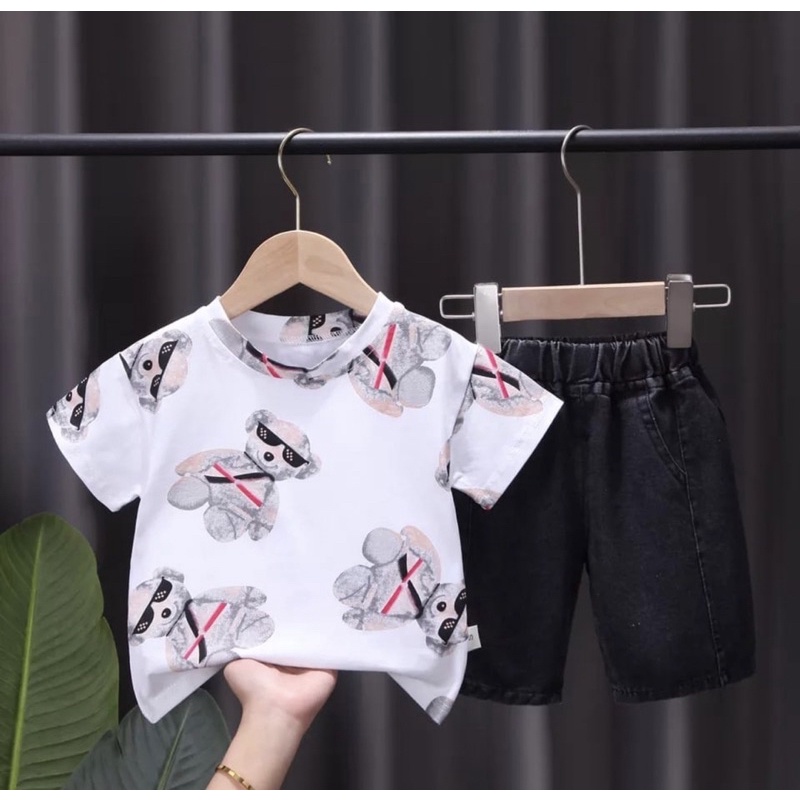 celana anak denim dan baju anak kaos anak 1-5 tahun setelan anak grosir ardan
