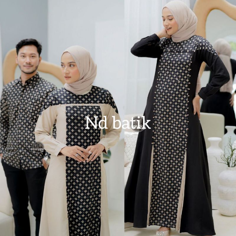 Gamis Couple Modern Baju Gamis Batik Couple Pasangan Dress Kondangan Lamaran Tunangan