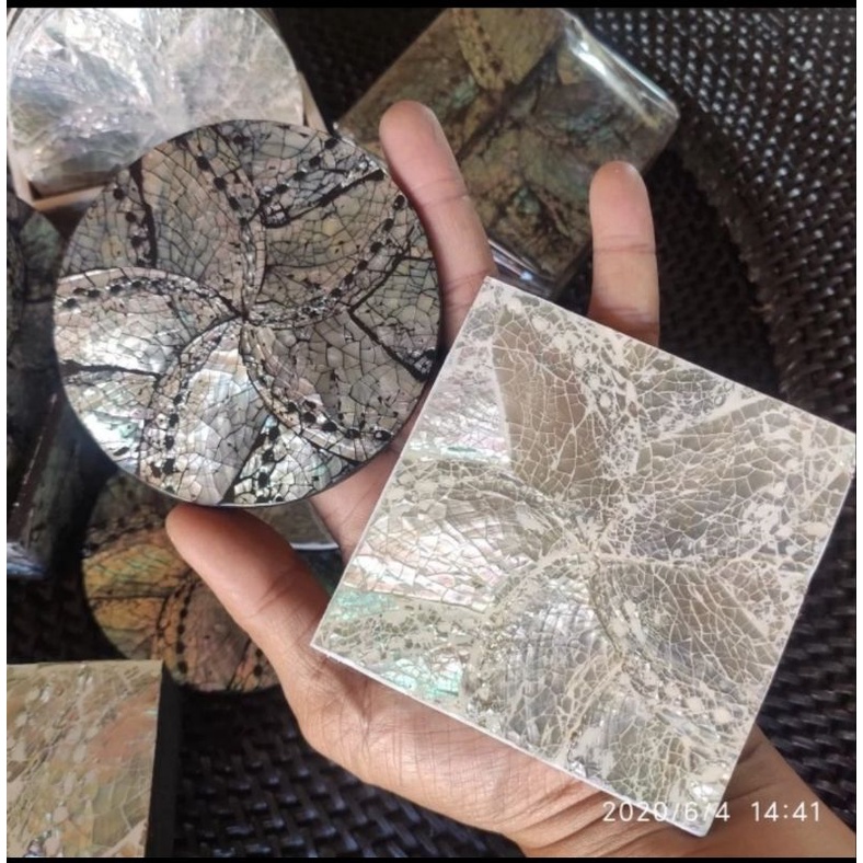 coaster kerang abalone tatakan gelas shell coaster
