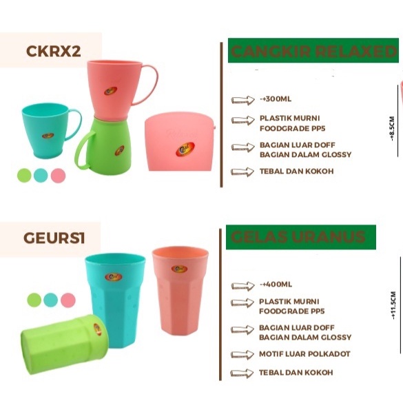 GELAS PLASTIK - MUG PLASTIK - SOUVENIR - WARNA WARNI