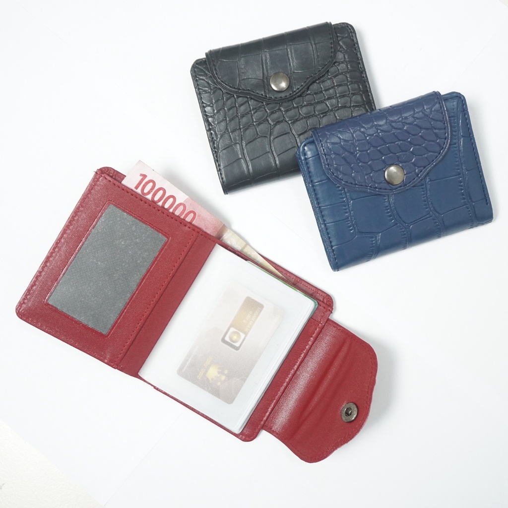 DF~Dompet Croco Kancing Timbul Murah~Dompet kartu Wanita Mini