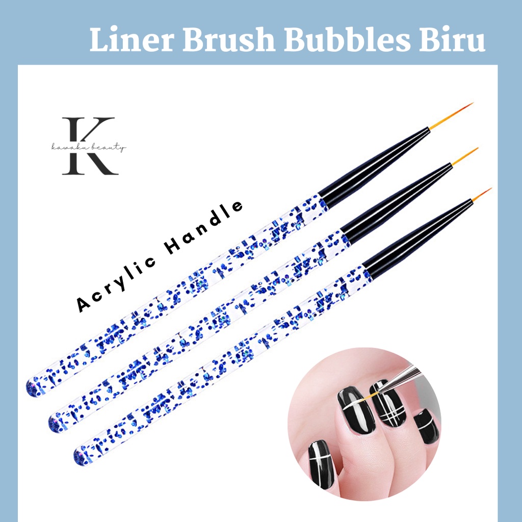 Brush Liner Drawing Kutek Gel Nail Art Bubbles Biru NP-75