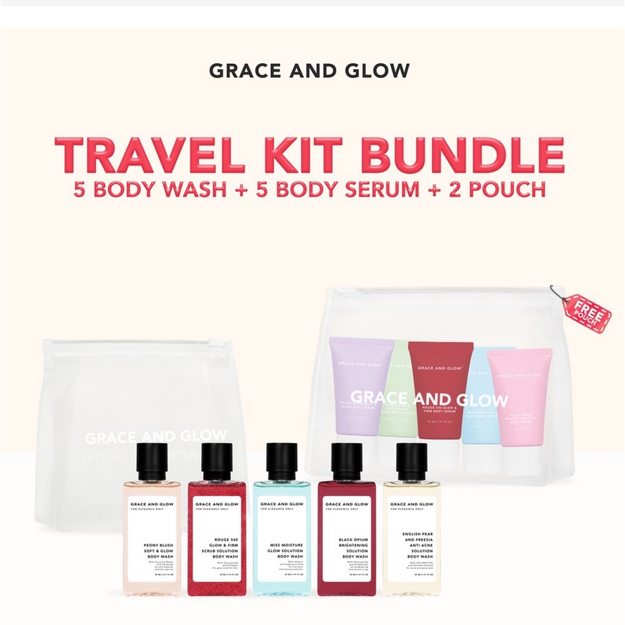 Grace and Glow Travel Size Kit Body Wash Sabun Mandi + Body Serum Lotion / 40ml
